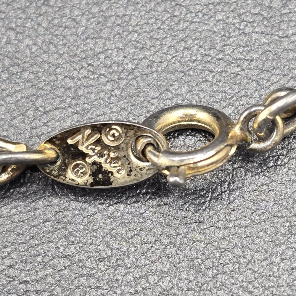 Brass Slider Pendant w Raised Resin Skull & Flower and Fish Motif on 24" Chain - Picture 9 of 10